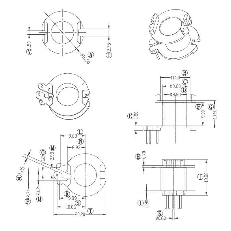 Высокочастотный трансформатор RM8 ферритовый сердечник материал PC44 иbobbin
