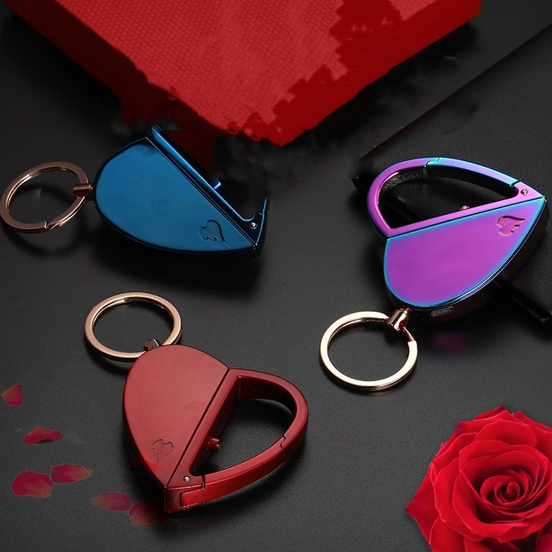 

Metal Windproof Love Folding USB Rechargeable Lighter, Portable Coil Flameless Fast Ignition Lighter, High-end Gift for Men