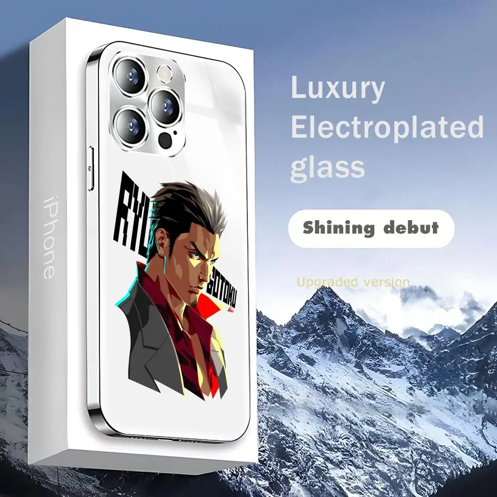 Чехол для телефона Yakuza Kiwami 3 & Dark Ties для iPhone 17 AIR 16 15 14 13 12 Pro Plus Max, стеклянный с гальваническим покрытием (art.: 3920d95fcf8fa) - 3920d95fcf8fa