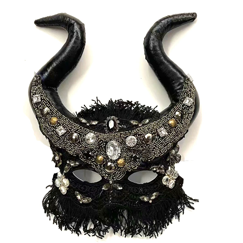 Kamen Halloween Demon Ball Party Props Black Horn Personality Mask