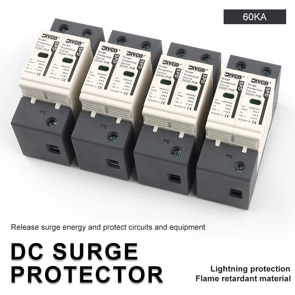 Фото Din-рейка 2P DC SPD 30 ~ 60KA домашний сетевой фильтр низковольтное устройство защиты от молний на открытом воздухе 500 В 600 В 800 В 1000 В №1