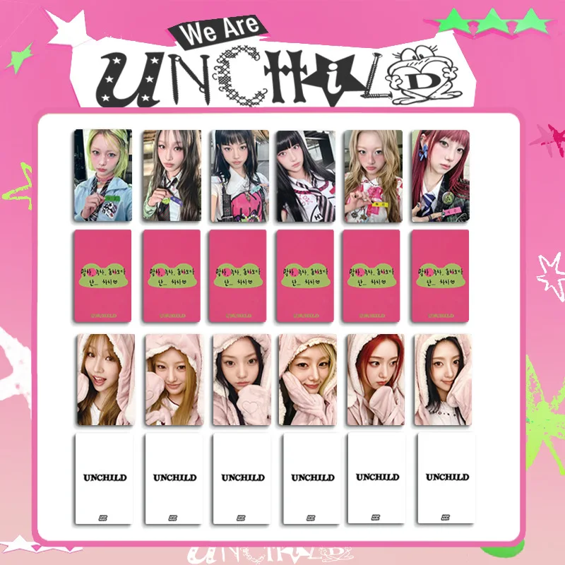 Фото Коллекционные фотокарточки K-pop UNCHILD (6 шт./набор) из нового альбома 