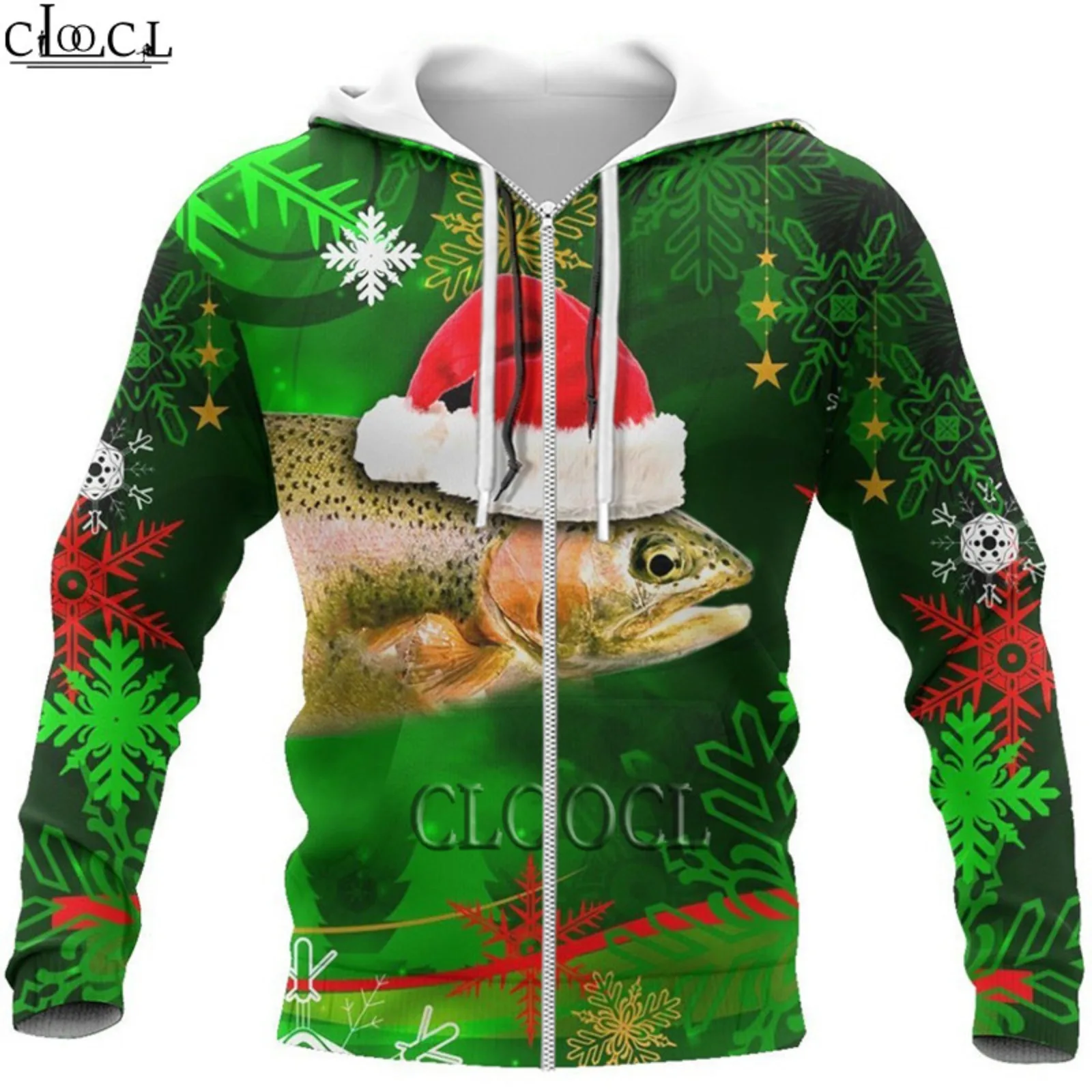 

HX Fishing Hoodies Trout Fish Ugly Santa Hats 3D Printed Mens Sweatshirt Unisex Zip Pullover Casual Jacket Coats Dropshipping