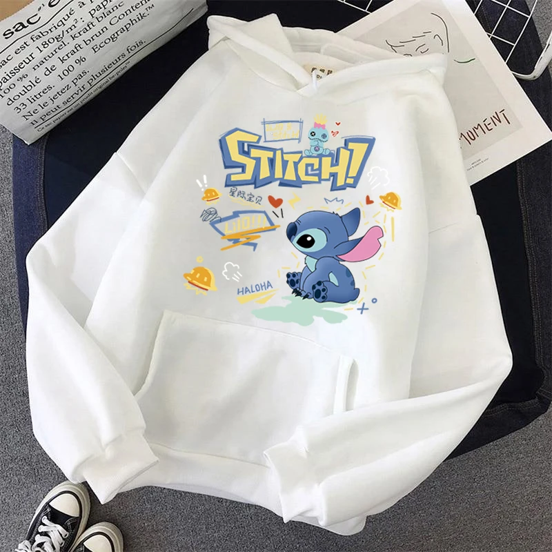 

Women's Casual Hoodie Lilo & Stitch Printed Long Sleeve Pullover Top Disney New Hooded Casual Loose Jacket Couple Outfit