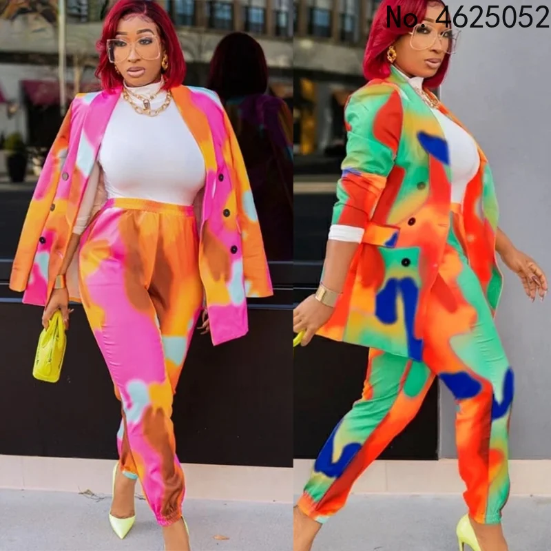 

2 Two Piece Set African Fall Clothes for Women Vetement Femme 2023 Jogging Track Suits Dashiki Print Tops + Pants Sets Outfits