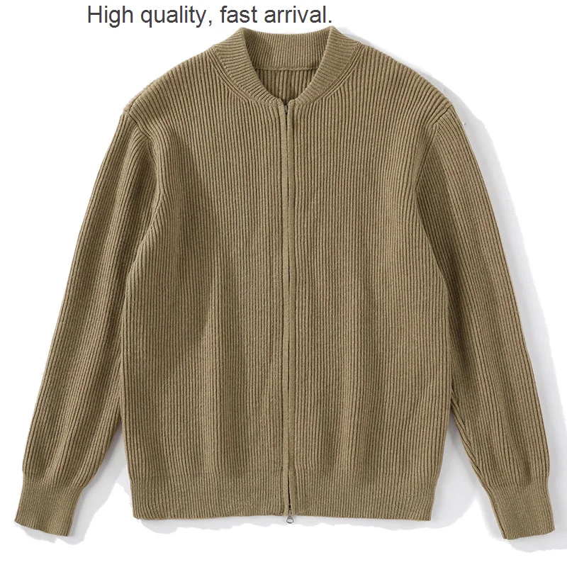 Autumn Spring and Double Zipper Design Cardigan Sweater Men's Simplicity Versatile Solid Color Sweater Trendy Men's Coat