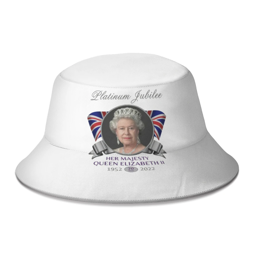 

Winter UK Queen Elizabeth II Bucket Hats for Men Women Streetwear British Royal Crown Fisherman Hat Outdoor Sun Hat