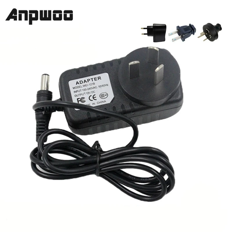 

ANPWOO 12V 1A Power Supply AC 100-240V Power Adapter wall charger DC 5.5mm x 2.1mm EU/AU/UK/US Plug For Security CCTV Cameras