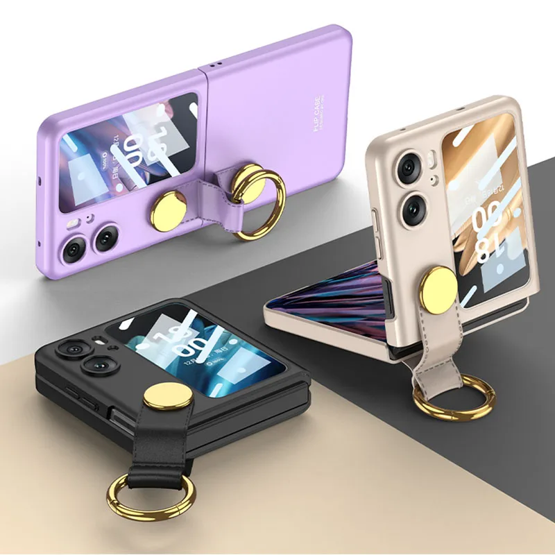 

GKK Original Case For OPPO Find N2 Flip 5G Case Anti-knock Screen Glass Protector Ring Holder Plastic Hard Case For Find N2 Flip