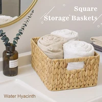 organizer for cosmetics 3 sections wicker baskets for shelves hand woven storage baskets bathroom organization water hyacinth