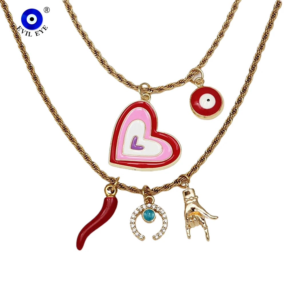 EVIL EYE металлическая веревочная цепочка ожерелье сердце перец луна турецкое с