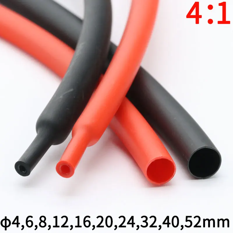 4:1 Heat Shrink Tube With Glue Thermoretractile Heat Shrinkable Tubing Dual Wall Heat Shrink Tubing 6 8 12 16 24 40 52 72mm