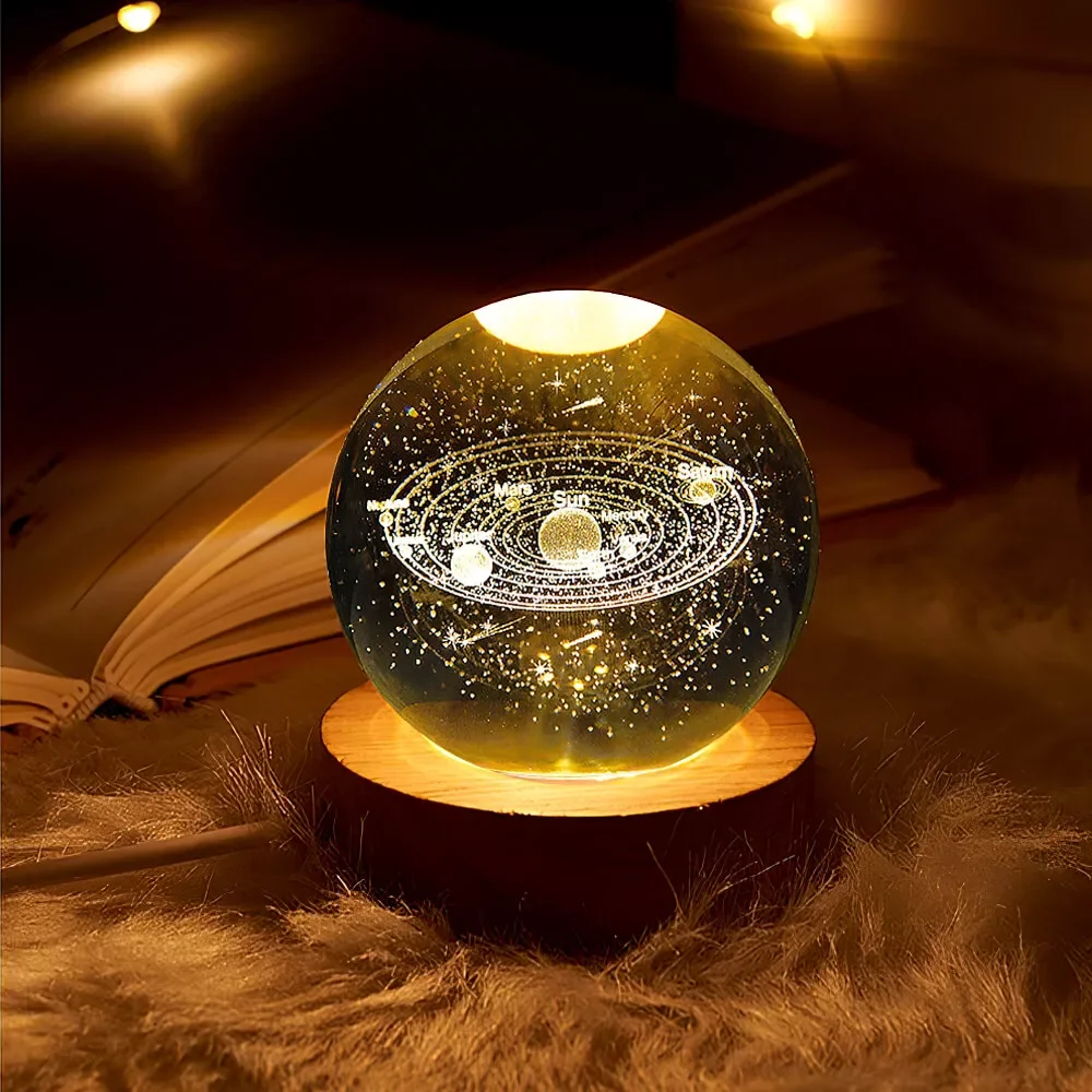 

Crystal Ball Planetary Galaxy Night Light Astronaut Warm/RGB Bedside Lamp USB Power Kid Gift Night Lamp Room Decor