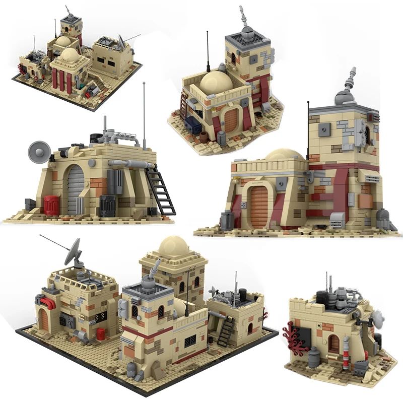 

MOC Star Movie Tatooine Desert City Military Base Radar Station Architecture Building Block SW House Bricks Toys for Kid Gift