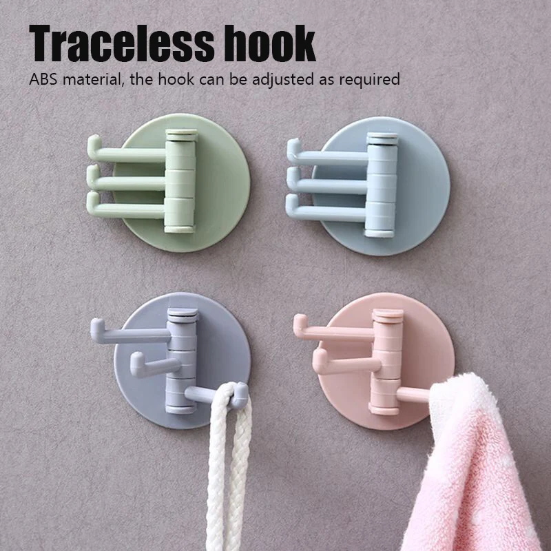 

2Pcs 3 Branch Hook Key Holder Non-marking Multifunctional Rotating Hook for Kitchen Bathroom Wall Storage Hook Home Accessories