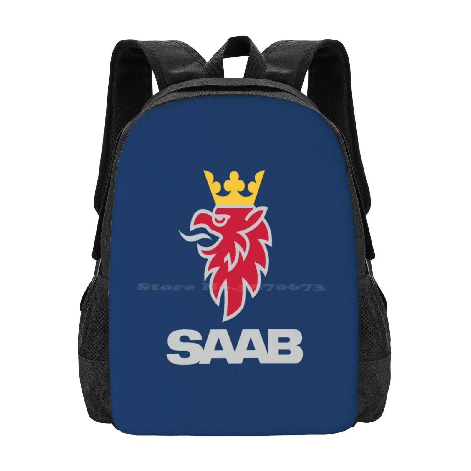 Saab Logo Products Fashion Pattern Design Travel Laptop School Backpack Bag Cars Autos Automobiles Sweden Sverige Born From