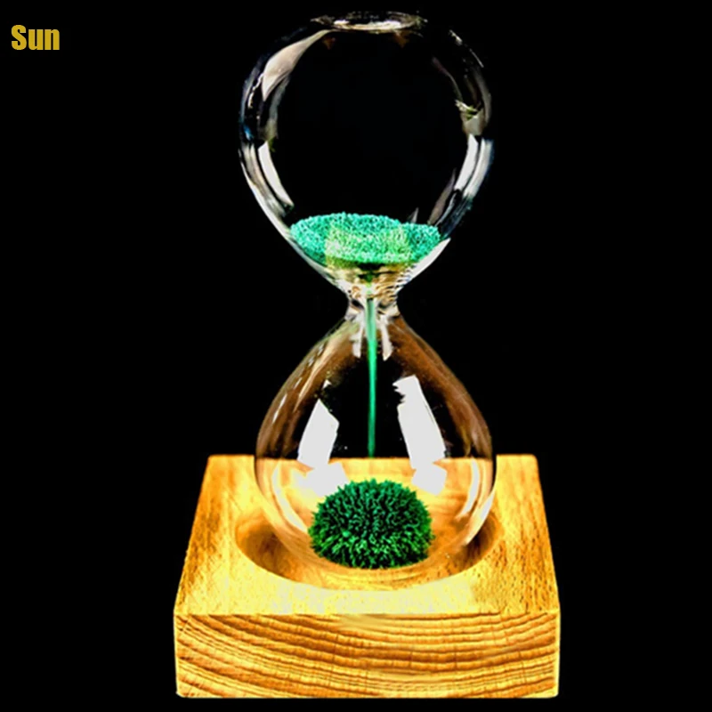 

Wood Glass + Iron Powder Sand Flowering Magnetic Hourglass with Packaging Hourglasses 13.5 * 5.5cm Wooden Seat Gift Presents