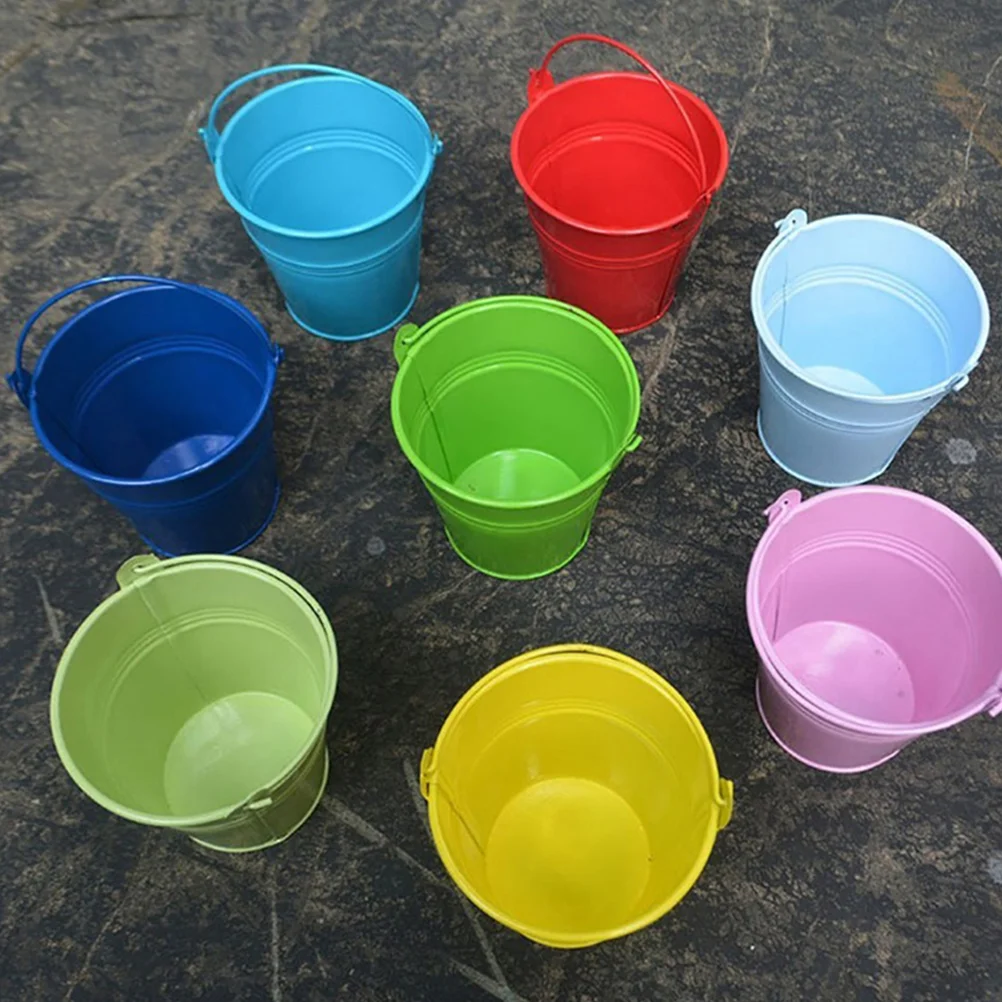 

6 Pcs Balcony Planter Kids Planter Small Metal Buckets Mini Pails Bucket Flower Holders Basket Wall Hanging Planter