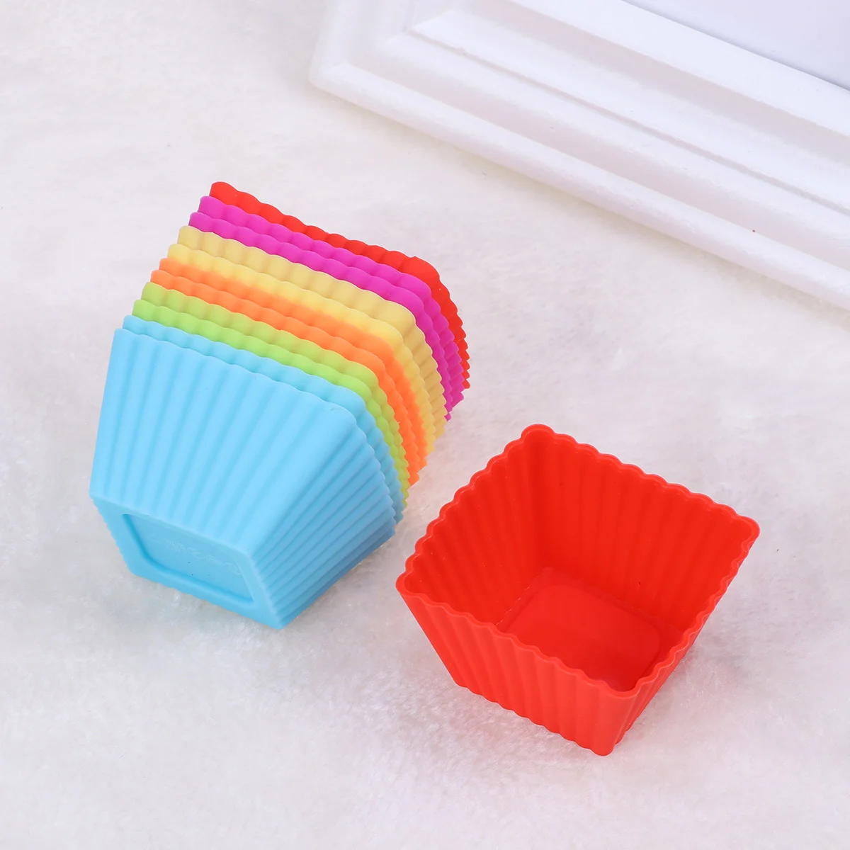 

Cups Baking Silicone Muffin Cupcake Liners Square Reusable Molds Rubber Cup Pans Kitchen Wrapper Stick Non Mold Cake Nonstick