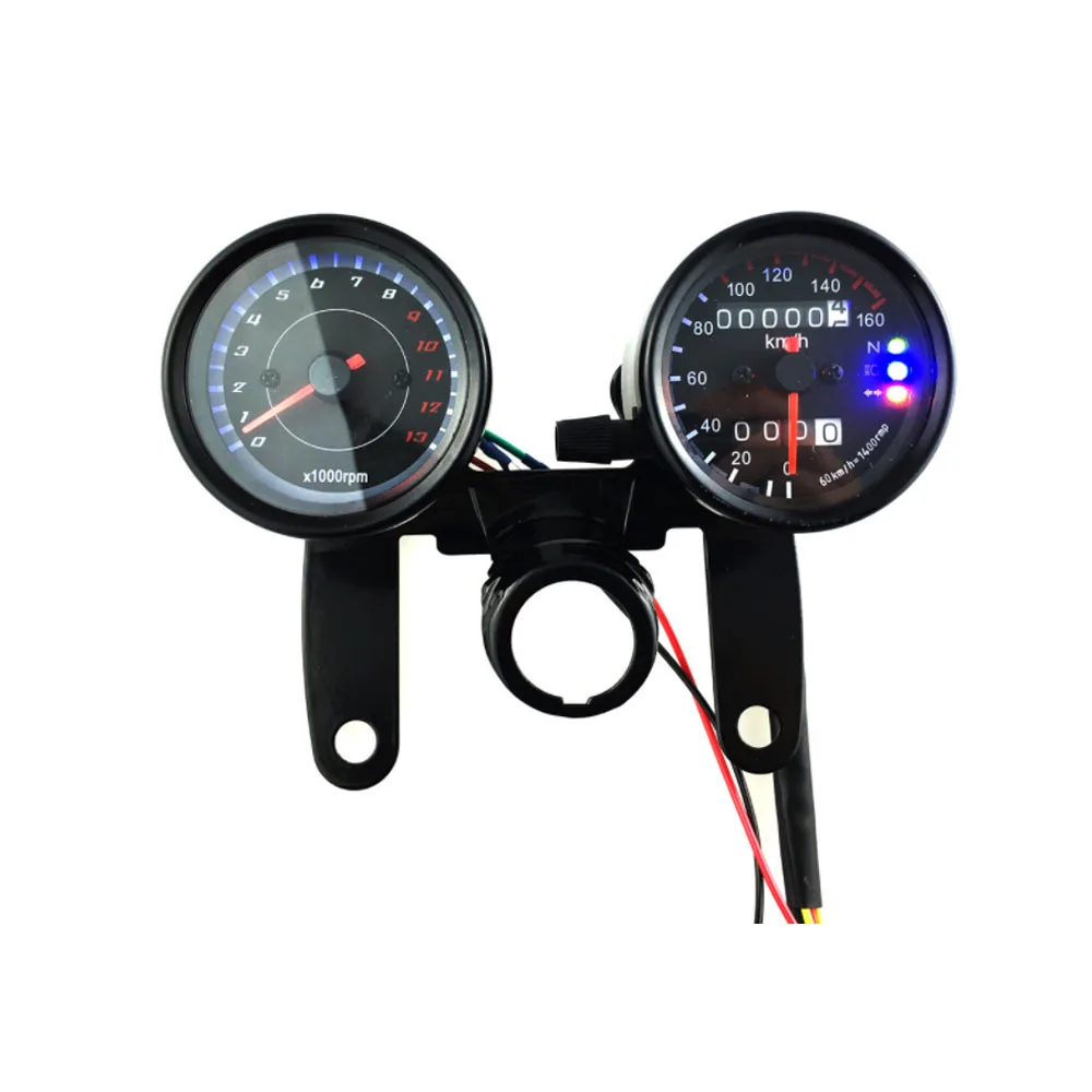 

Mechanical LED Dashboard Motorcycle Speedometer Dual Tachometer Odometer Gauges Night Light Accessories