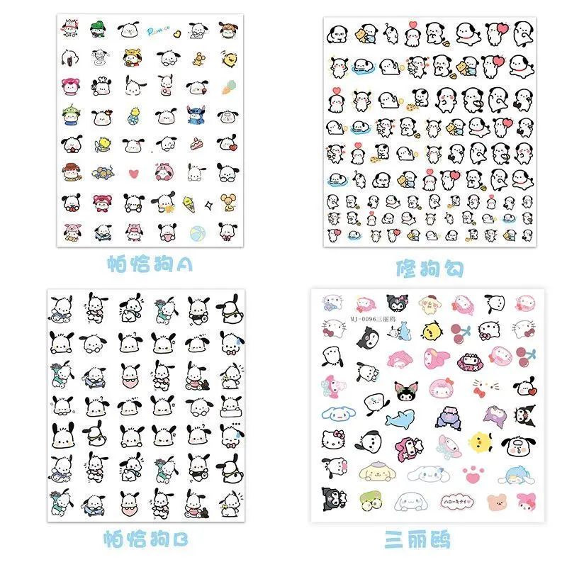 

New Pochacco Animation Sanrio Embossed Nail Stickers with Adhesive Three-dimensional Thin Tough Manicure Ornaments Holiday Gift