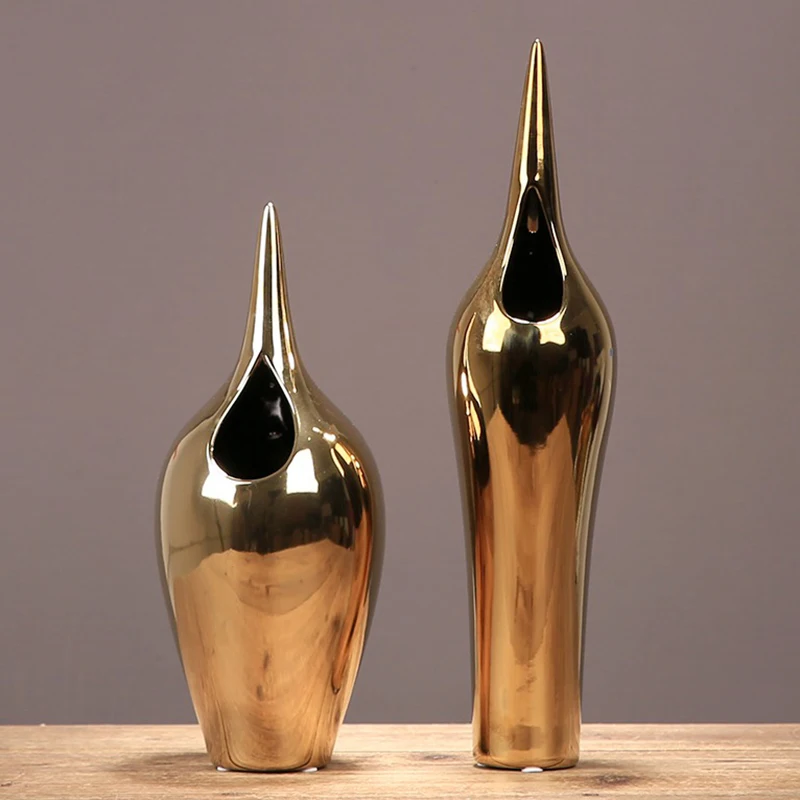 

Nordic Gold Silver Ceramic Vase Modern Creative Vase Flower Arrangement Decoration Luxury Ornaments Home Living Room Decoration
