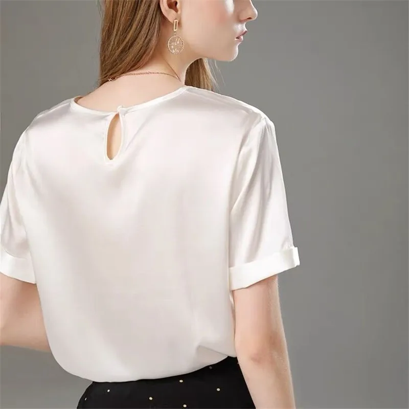  Женская базовая рубашка из искусственного шелка Blusas корейские шифоновые топы