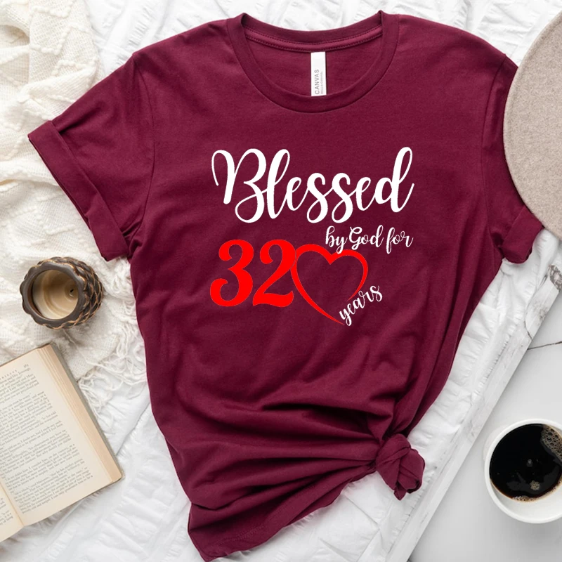 

Blessed By God for 32 Years Old Birthday Women T Shirt 1991 Cotton Vintage Graphic Tee Grunge Clothes High Quality Tshirt Unisex