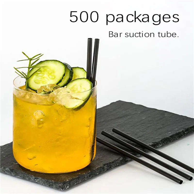 

500Pcs Disposable plastic straws Black Fine Straws soda water Bar Cocktail Cold Drink Straight Straws Long Short rietjes plastic