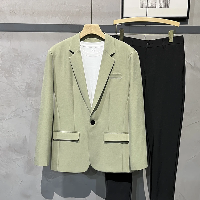 Korean Casual Two-piece suit Men's Spring and Autumn New Handsome Professional Guest look Slim fit Suit set Best Man Formal D... |