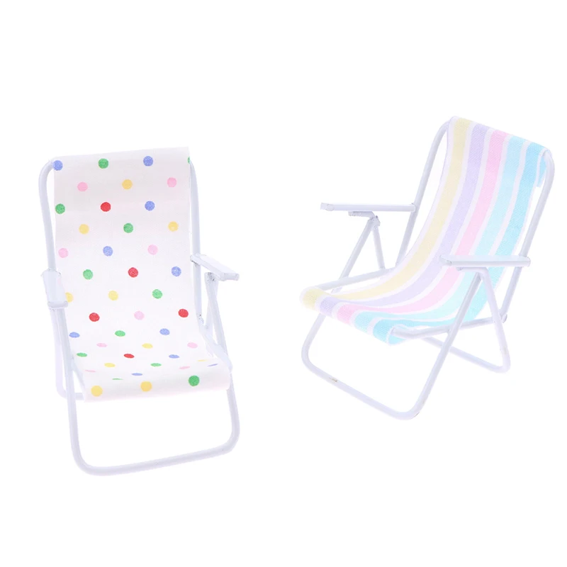 1:12 миниатюрный металлический шезлонг для кукольного домика пляжное кресло