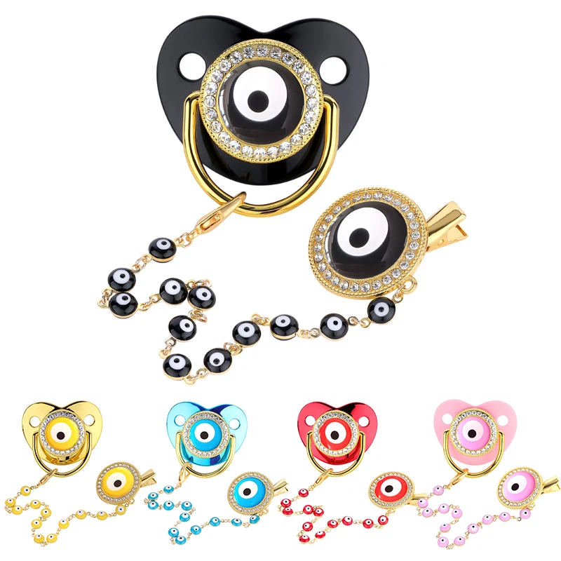 

Новая Роскошная детская цепочка-зажим для соски с крышкой без бисфенола А, силиконовая соска для сглаза для новорожденных мальчиков и девоч...