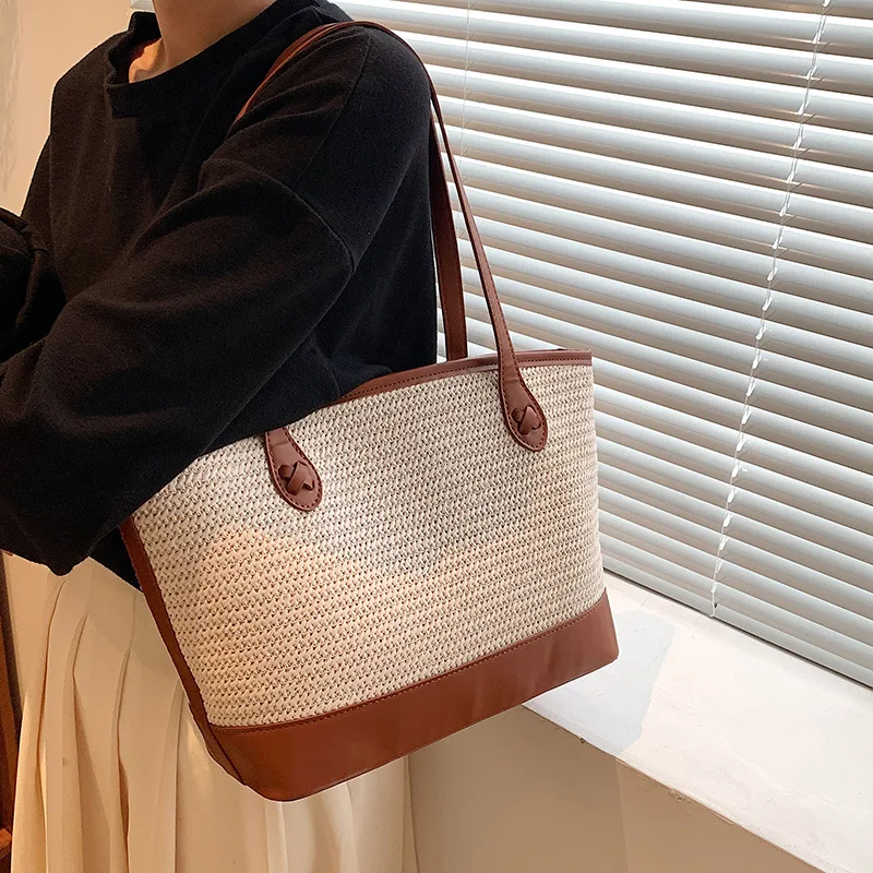 

Large-capacity One-shoulder Women's Bag 2022 Summer New Straw Bag Fashion One-shoulder Tote Bag Armpit Bag