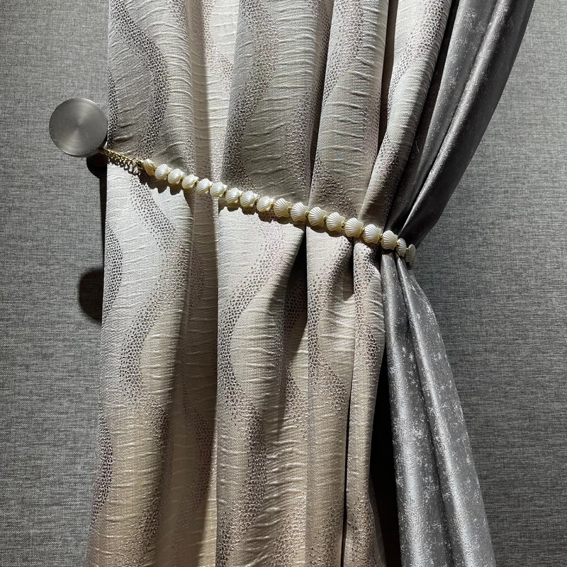 

Curtains for Living Dining Room Bedroom Water Ripple Gray Pink Chinese Style High Shading High-grade Gradient Wave Pattern