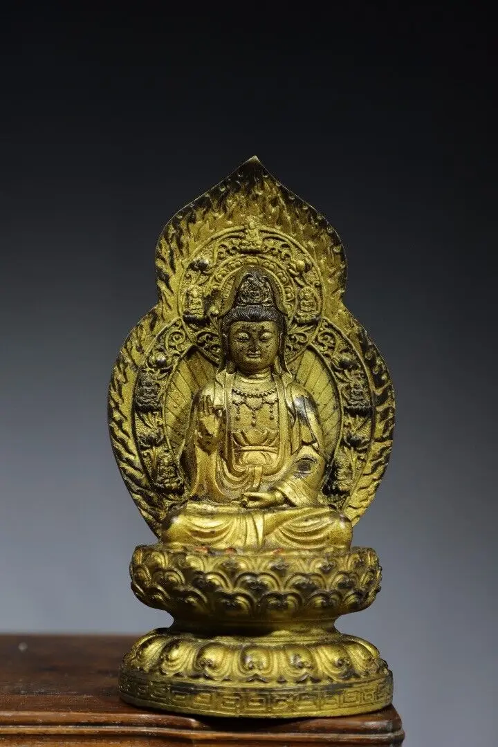 

18 см, Китай, латунная статуя Kwan-yin, женская статуя Будды