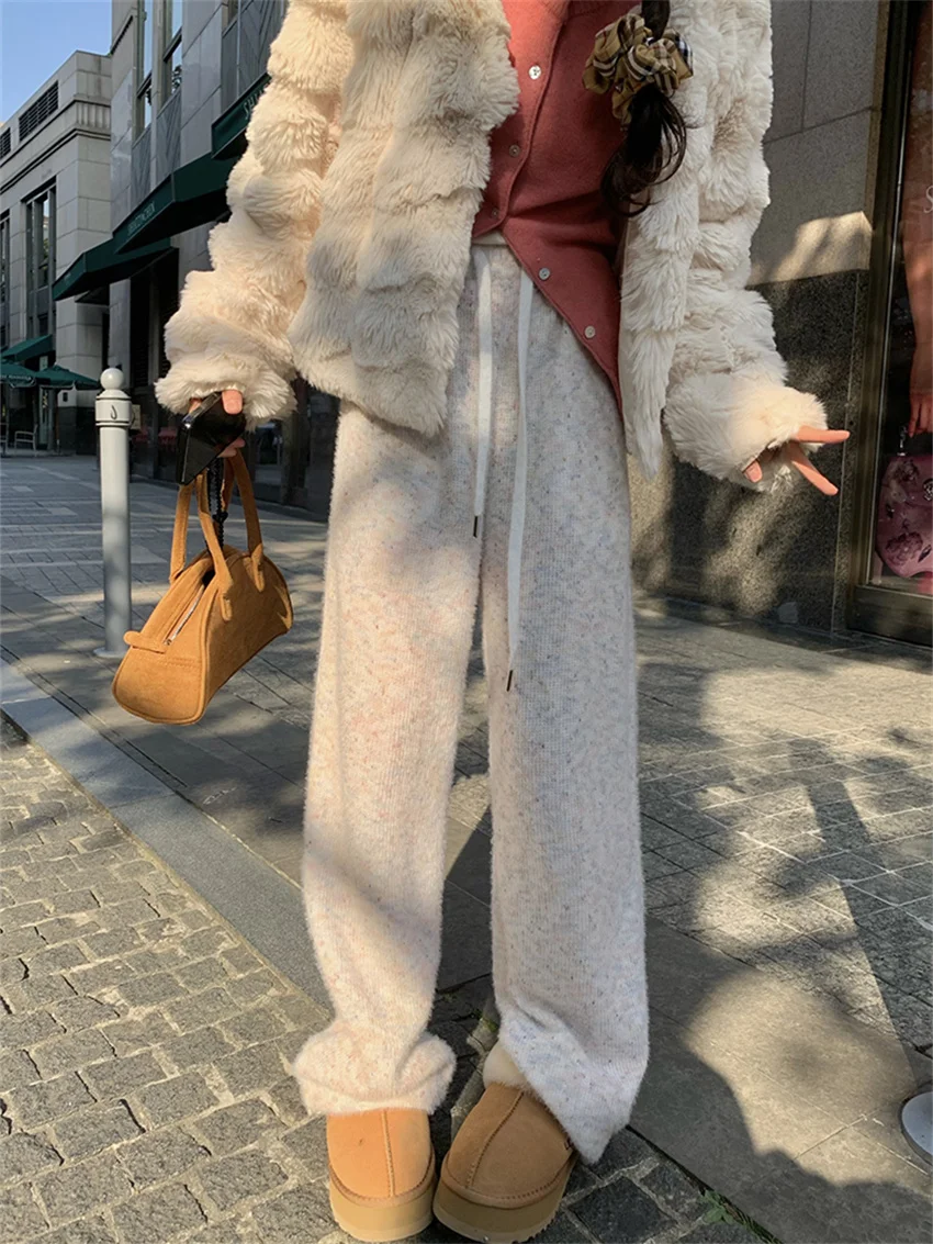 Брюки Alien Kitty женские с широкими штанинами однотонные трикотажные повседневные