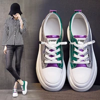 leather womens color contrast casual woman vulcanize sneakers breathable sport walking running autumn and winter platform flats