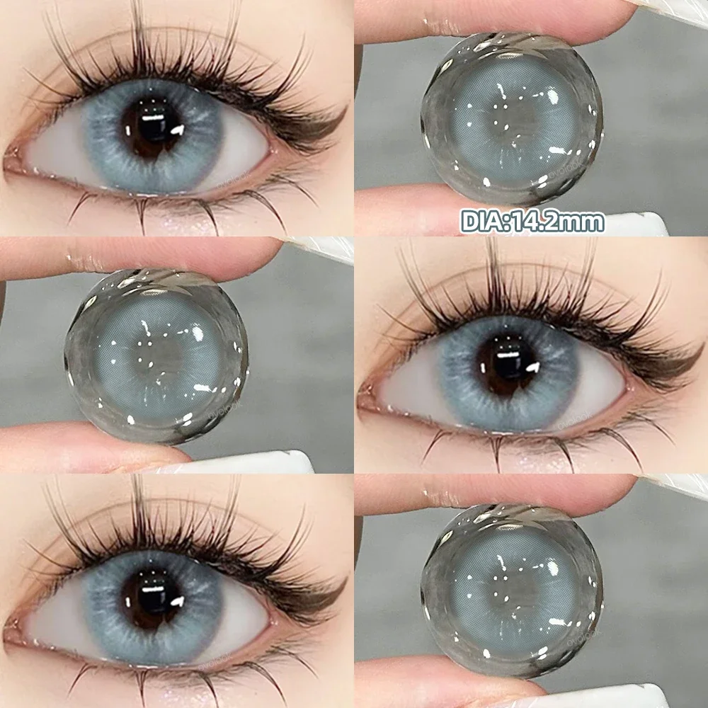 OVOLOOK-1 pair New Purple Halloween Colored Contact Lenses Beauty Myopia Lens for Eyes Fashion Big Eye Natural Blue Lenes