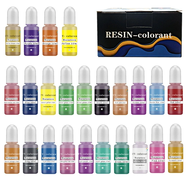 

UV Glue Solid Color Essence Epoxy Color Essence Odorless and Non-fading Dyeing Agent 24 Colors 10ml Resin Colourant
