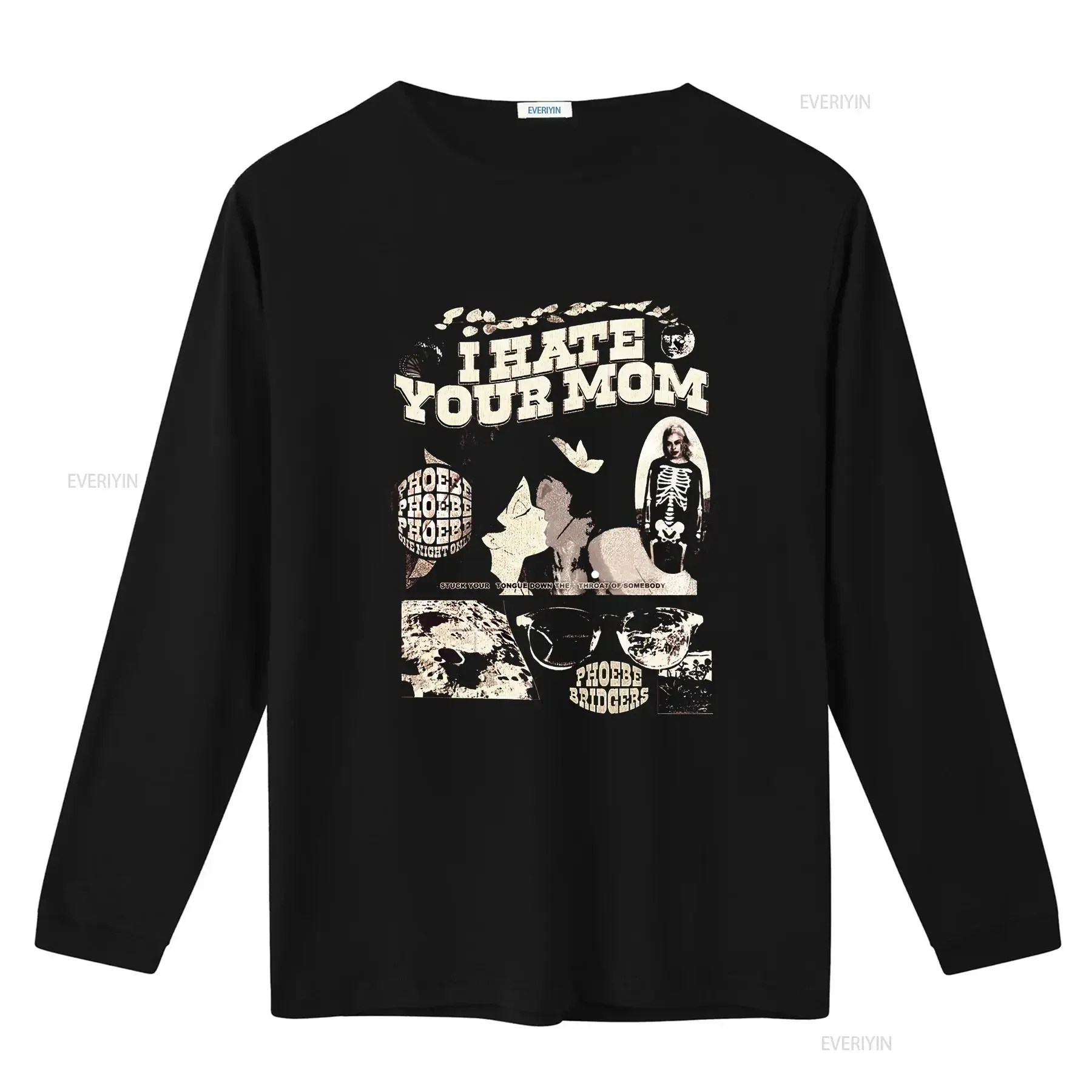 Фото Футболка Phoebe Bridgers на концертном туре I Hate Your Mom LLL249, винтажная, с эффектом потертости, универсальная дизайнерская одежда, повседневная, стильная, эластичная. №3