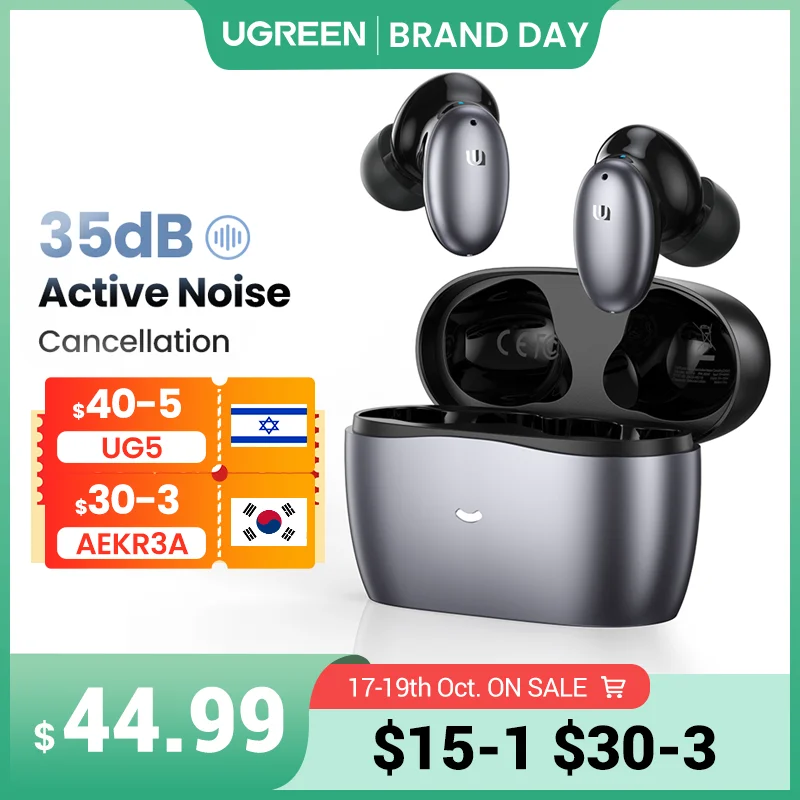  UGREEN HiTune X6 Wireless Headphones Bluetooth 5.1 Earphones TWS Earbuds ANC 35dB Hybrid Active Noise Cancelling Cancellation 