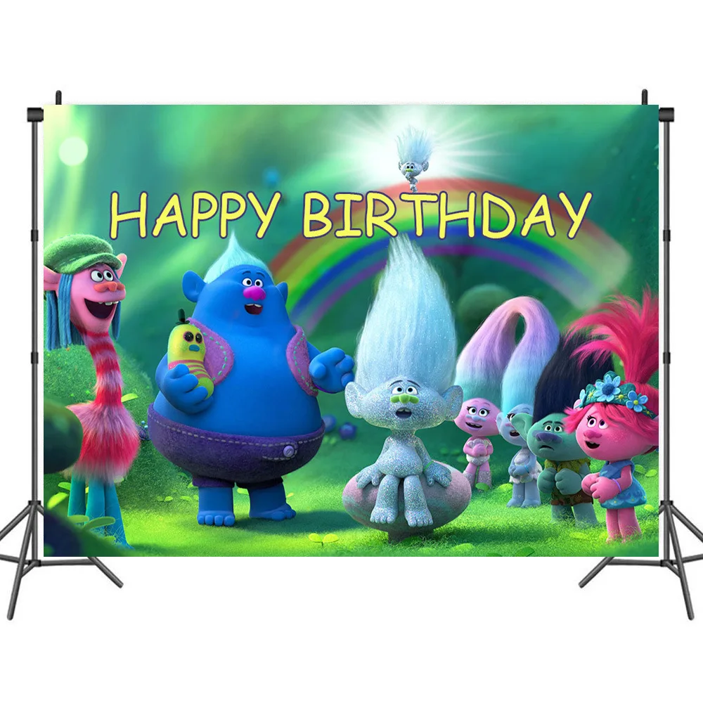 Anime Troll Custom Boy Birthday Party Backdrops Background Wall Cloth Baby Shower Kids Faovr Gift Birthday Party Decoration images - 6