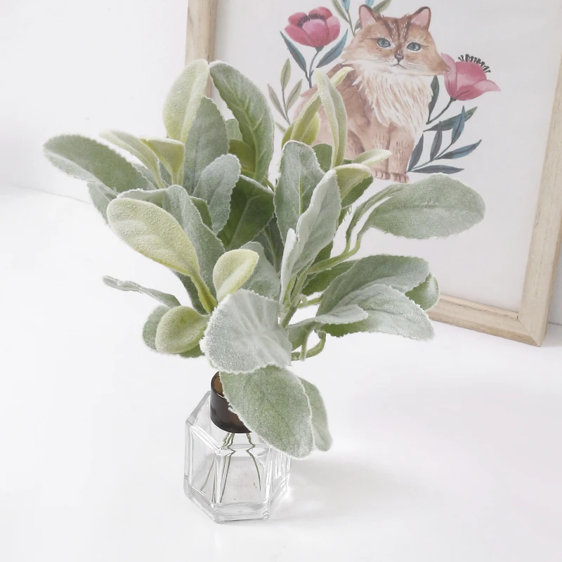 

Искусственные бархатные зелёные листья для декора