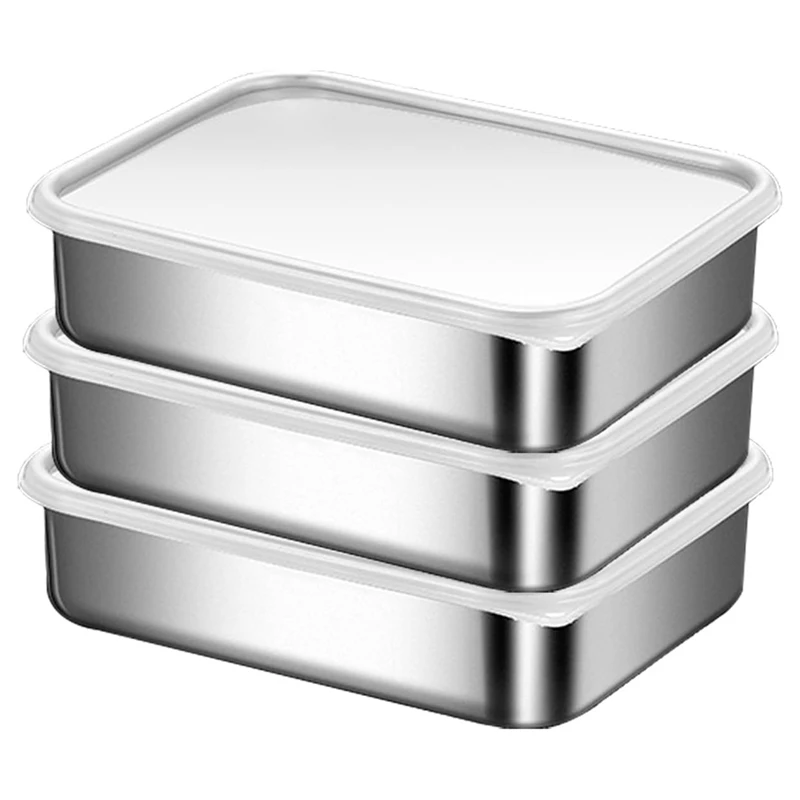 

Stainless Steel Containers Food Storage Bento Box Leak Proof Silicone Lid Container Dishwasher Safe For Food Storage