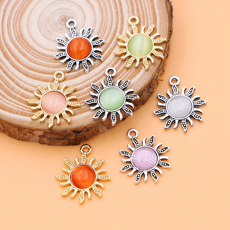 

5Pcs Silver Gold Color Sun Charms Crystal Pendants for DIY Jewelry Making Earrings Bracelet Necklace Phone Accessories Wholesale