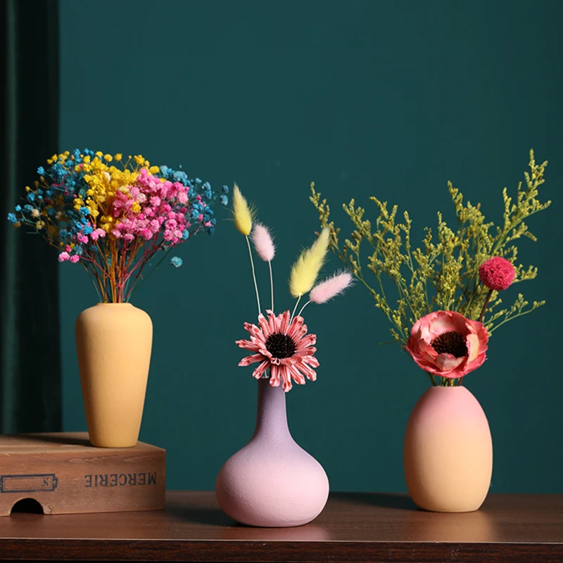 

Creative Gradient Ceramic Vase Dried Flower Vase Nordic Living Room Home Decoration Table Art Room Decor Cachepot For Flowers