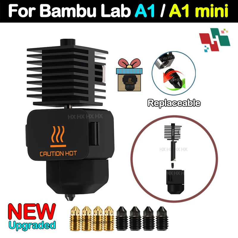 Комплект Hotend для Bambu Lab A1/A1 Mini быстрая сборка горячего конца 0 2/0 4/0 6/0 8 мм сопло из