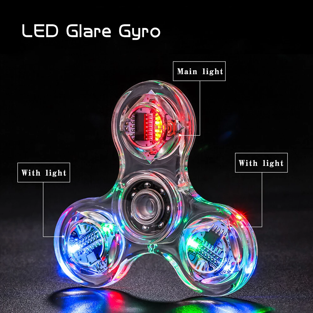 

Allure Spinner Hand Top Spinners Glow In Dark Light Figet Spiner Finger Light LED Flash Transparent Decompression Toys Q