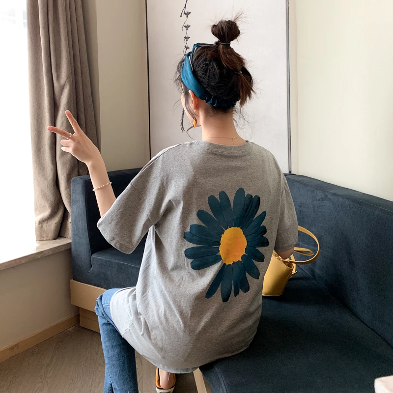 

8223# 2022 Summer Casual Cotton Maternity Tees Loose Floral Letter Printed T Shirt Clothes for Pregnant Women Pregnancy Tops