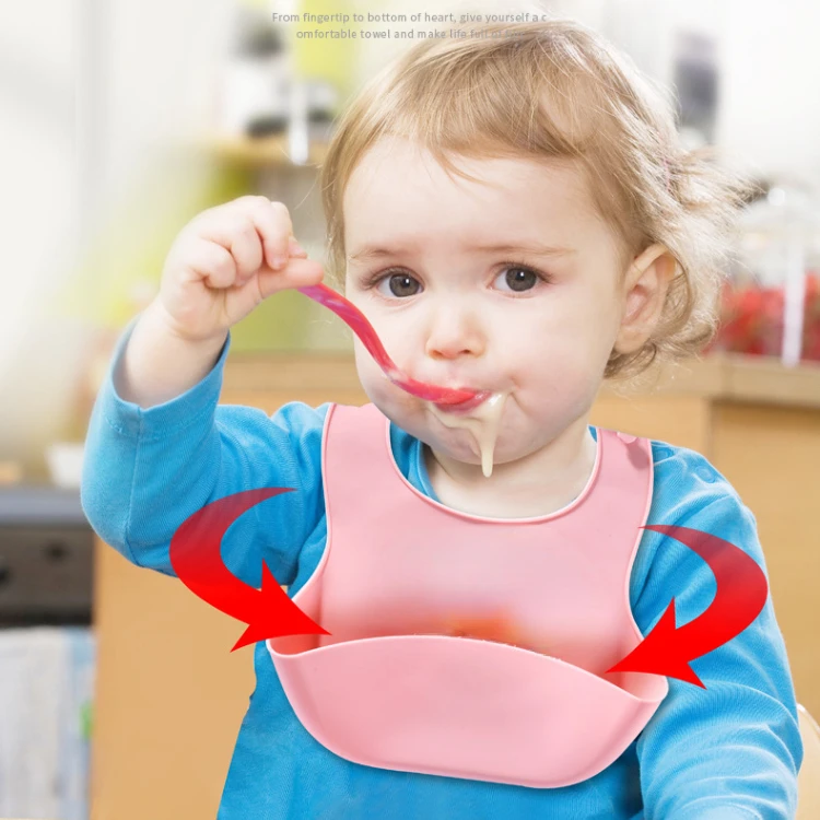 

Children Adjustable Bibs Feeding Waterproof Apron Mess Smock Baby Boy Girl Stuff Drooling Burp Cloths Pocket Silicone Bib